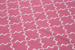 Geometric Duri Pembe Geometrik Pamuk Yün El Dokuma Halısı 183x277 Agacan