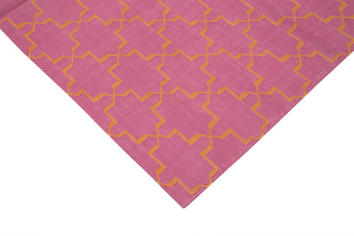 Geometric Duri Pembe Geometrik Pamuk Yün El Dokuma Halısı 182x273 Agacan