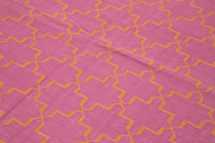 Geometric Duri Pembe Geometrik Pamuk Yün El Dokuma Halısı 182x273 Agacan