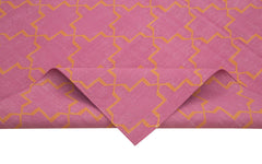 Geometric Duri Pembe Geometrik Pamuk Yün El Dokuma Halısı 182x273 Agacan