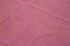 Geometric Duri Pembe Geometrik Pamuk Yün El Dokuma Halısı 184x270 Agacan