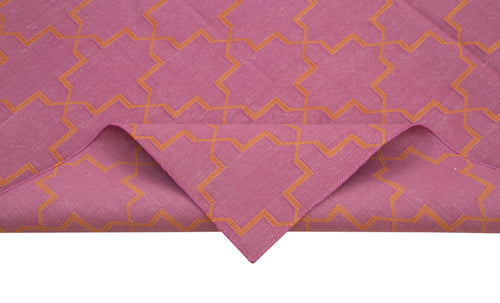 Geometric Duri Pembe Geometrik Pamuk Yün El Dokuma Halısı 184x270 Agacan
