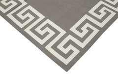 Geometric Duri Gri Geometrik Pamuk Yün El Dokuma Halısı 186x270 Agacan