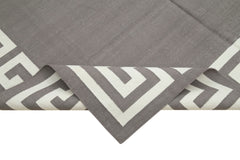 Geometric Duri Gri Geometrik Pamuk Yün El Dokuma Halısı 186x270 Agacan