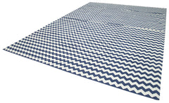 Geometric Duri Mavi Geometrik Pamuk Yün El Dokuma Halısı 305x420 Agacan