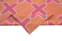 Geometric Duri Pembe Geometrik Pamuk Yün El Dokuma Halısı 307x418 Agacan
