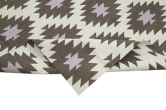 Geometric Duri Kahverengi Geometrik Pamuk Yün El Dokuma Halısı 298x406 Agacan