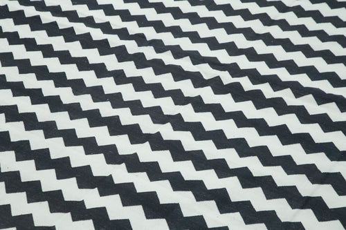 Geometric Duri Siyah Geometrik Pamuk Yün El Dokuma Halısı 301x421 Agacan