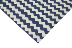 Geometric Duri Mavi Geometrik Pamuk Yün El Dokuma Halısı 302x422 Agacan