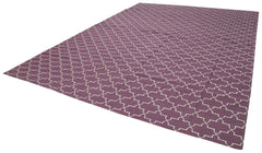 Geometric Duri Mor Geometrik Pamuk Yün El Dokuma Halısı 310x418 Agacan