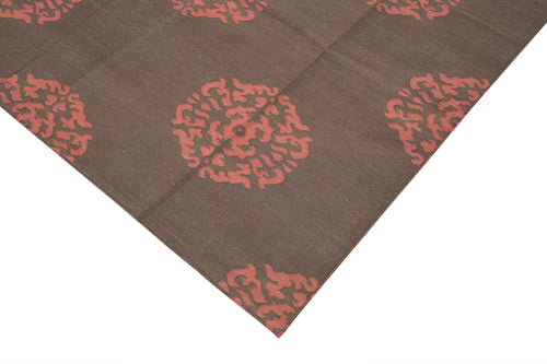 Geometric Duri Kahverengi Geometrik Pamuk Yün El Dokuma Halısı 312x420 Agacan