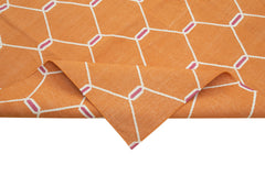 Geometric Duri Turuncu Geometrik Pamuk Yün El Dokuma Halısı 310x421 Agacan