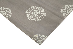 Geometric Duri Gri Geometrik Pamuk Yün El Dokuma Halısı 244x290 Agacan