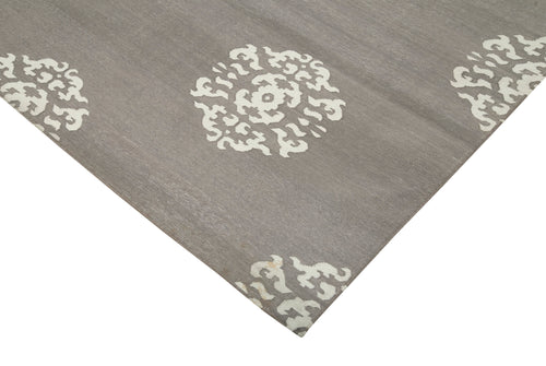 Geometric Duri Gri Geometrik Pamuk Yün El Dokuma Halısı 244x290 Agacan
