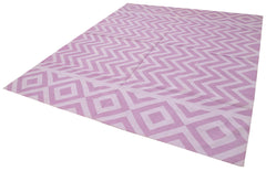 Geometric Duri Mor Geometrik Pamuk Yün El Dokuma Halısı 242x295 Agacan
