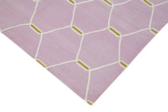 Geometric Duri Mor Geometrik Pamuk Yün El Dokuma Halısı 172x108 Agacan