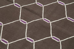 Geometric Duri Kahverengi Geometrik Pamuk Yün El Dokuma Halısı 108x170 Agacan