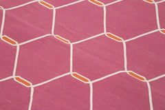Geometric Duri Pembe Geometrik Pamuk Yün El Dokuma Halısı 108x172 Agacan