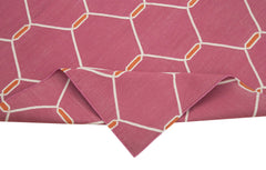 Geometric Duri Pembe Geometrik Pamuk Yün El Dokuma Halısı 108x172 Agacan
