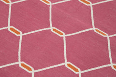 Geometric Duri Fuşya Geometrik Pamuk Yün El Dokuma Halısı 107x165 Agacan