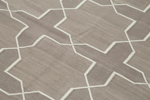 Geometric Duri Beyaz Geometrik Pamuk Yün El Dokuma Halısı 111x170 Agacan
