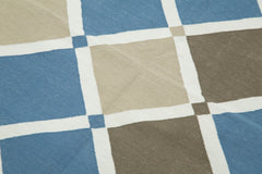 Geometric Duri Mavi Geometrik Pamuk Yün El Dokuma Halısı 106x161 Agacan