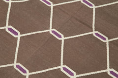 Geometric Duri Kahverengi Geometrik Pamuk Yün El Dokuma Halısı 103x166 Agacan