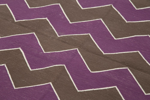 Geometric Duri Kahverengi Geometrik Pamuk Yün El Dokuma Halısı 110x166 Agacan