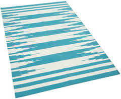 Geometric Duri Turkuaz Geometrik Pamuk Yün El Dokuma Halısı 105x166 Agacan