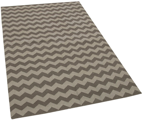 Geometric Duri Kahverengi Geometrik Pamuk Yün El Dokuma Halısı 106x166 Agacan