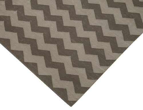 Geometric Duri Kahverengi Geometrik Pamuk Yün El Dokuma Halısı 106x166 Agacan