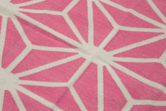 Geometric Duri Fuşya Geometrik Pamuk Yün El Dokuma Halısı 110x165 Agacan