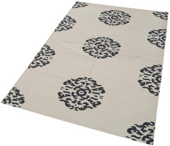 Geometric Duri Siyah Geometrik Pamuk Yün El Dokuma Halısı 107x163 Agacan