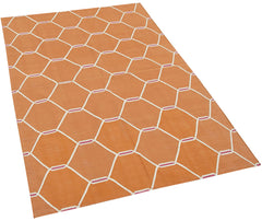 Geometric Duri Turuncu Geometrik Pamuk Yün El Dokuma Halısı 106x168 Agacan