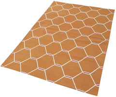 Geometric Duri Turuncu Geometrik Pamuk Yün El Dokuma Halısı 105x171 Agacan
