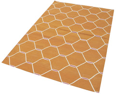 Geometric Duri Turuncu Geometrik Pamuk Yün El Dokuma Halısı 112x171 Agacan