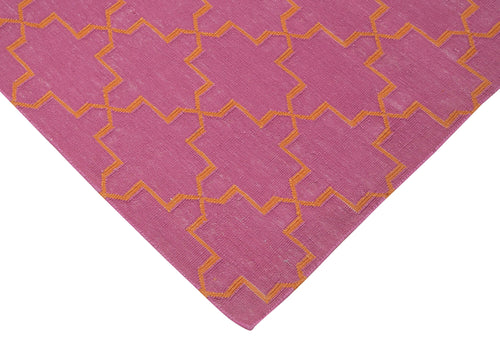 Geometric Duri Fuşya Geometrik Pamuk Yün El Dokuma Halısı 115x166 Agacan
