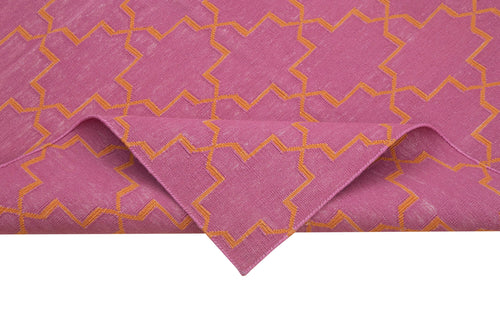 Geometric Duri Fuşya Geometrik Pamuk Yün El Dokuma Halısı 115x166 Agacan