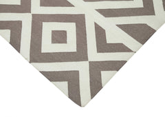 Geometric Duri Kahverengi Geometrik Pamuk Yün El Dokuma Halısı 115x167 Agacan