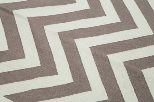 Geometric Duri Kahverengi Geometrik Pamuk Yün El Dokuma Halısı 115x167 Agacan