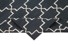 Geometric Duri Siyah Geometrik Pamuk Yün El Dokuma Halısı 106x169 Agacan
