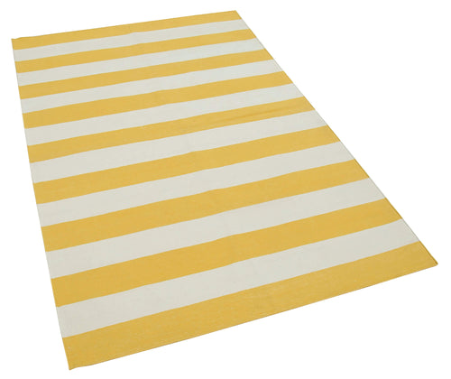 Geometric Duri Sarı Geometrik Pamuk Yün El Dokuma Halısı 107x168 Agacan