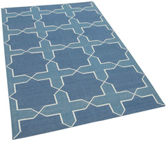 Geometric Duri Beyaz Geometrik Pamuk Yün El Dokuma Halısı 111x167 Agacan