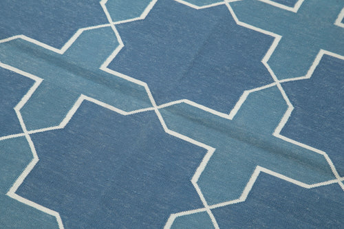 Geometric Duri Beyaz Geometrik Pamuk Yün El Dokuma Halısı 111x167 Agacan
