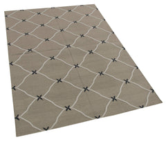 Geometric Duri Gri Geometrik Pamuk Yün El Dokuma Halısı 110x163 Agacan