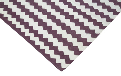 Geometric Duri Mor Geometrik Pamuk Yün El Dokuma Halısı 243x306 Agacan