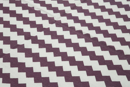 Geometric Duri Mor Geometrik Pamuk Yün El Dokuma Halısı 243x306 Agacan
