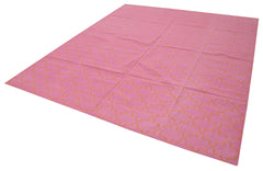 Geometric Duri Turuncu Geometrik Pamuk Yün El Dokuma Halısı 251x300 Agacan