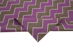 Geometric Duri Mor Geometrik Pamuk Yün El Dokuma Halısı 245x298 Agacan