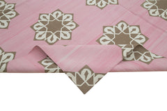 Geometric Duri Pembe Geometrik Pamuk Yün El Dokuma Halısı 250x302 Agacan